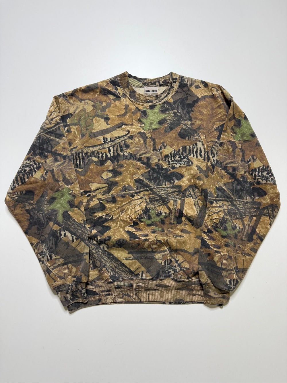 Vintage Jerzees Outdoor Mossy Oak Camo Crewneck Sweatshirt Mens Medium Y2K Brown
